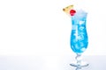 Blue Hawaiian cocktail on white background Royalty Free Stock Photo