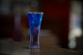 Blue Hawaiian cocktail on selective focus