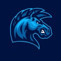 Blue Head Mustang Horse Mascot logo Royalty Free Stock Photo