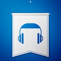 Blue Headphones icon isolated on blue background. Support customer service, hotline, call center, faq, maintenance Royalty Free Stock Photo