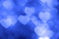 Blue heart bokeh background photo, abstract holiday backdrop Royalty Free Stock Photo