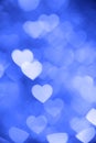Blue heart bokeh background photo, abstract holiday backdrop Royalty Free Stock Photo