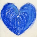 Blue Heart Drawn With Oil Pastels On Paper Royalty Free Stock Photo