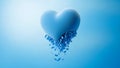 Blue Heart with Falling Petals Royalty Free Stock Photo