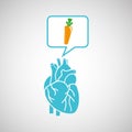 Blue heart fresh carrot icon graphic