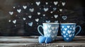The Blue Heart Mugs.AI generated image Royalty Free Stock Photo