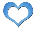 Blue heart paper art isolated on white