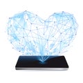 Blue Heart on Screen smartphone, icon Royalty Free Stock Photo