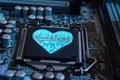 Blue Heart In The Shape Of A Cpu Symbolizing The Power Of Love