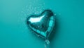 Blue Heart-Shaped Balloon on Blue Background Royalty Free Stock Photo