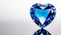 Blue heart shaped diamond on white background and copy space on a side Royalty Free Stock Photo