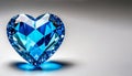 Blue heart shaped diamond on white background and copy space on a side Royalty Free Stock Photo