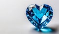 Blue heart shaped diamond on white background and copy space on a side Royalty Free Stock Photo