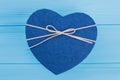 Blue heart shaped gift box. Royalty Free Stock Photo