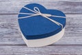 Blue heart-shaped gift box. Royalty Free Stock Photo