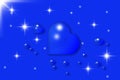 Blue heart shaped water droplets on a beautiful blue background Royalty Free Stock Photo