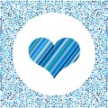 Blue heart of the strips and little hearts around. Valentines Day background with many hearts on a white background Royalty Free Stock Photo