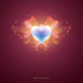 Blue heart with wings petals, an abstract background, vector Royalty Free Stock Photo