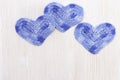 Blue hearts on white wood. Holiday background for Birthday, wedding Royalty Free Stock Photo