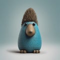 Blue Hedgehog 3d Model: Textured Compositions, Humorous Animal Scenes Royalty Free Stock Photo