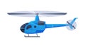 Blue Helicopter Aircraft, Flying Chopper Air Transportation Flat Vector Illustration Royalty Free Stock Photo