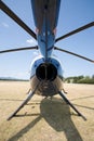 Blue helicopter on the ground Royalty Free Stock Photo