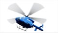 Blue helicopter isolate on white background. 3d rendering.