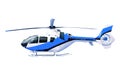 Blue helicopter isolated white Royalty Free Stock Photo