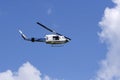 Blue helicopter in the sky Royalty Free Stock Photo