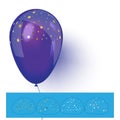 Blue helium balloon with confetti. Vector illustration. Royalty Free Stock Photo