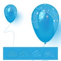 Blue helium balloon with confetti. Vector illustration. Royalty Free Stock Photo