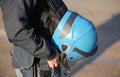 blue helmet of a policeman