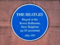 The blue heritage plaque near the site of the former Tower Ballroom in New Brighton, Wirral, Merseyside