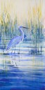 Blue heron watercolors painted