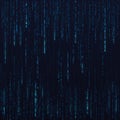 Blue hex random data stream. Matrix numbers. Big data visualisation. Sci-fi or futuristic abstract background. Vertor