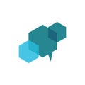 Blue hexagon group shape chat logo design