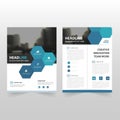 Blue hexagon Vector annual report Leaflet Brochure Flyer template design, book cover layout design, abstract business presentation