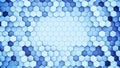 Blue hexagonal cells abstract 3D rendering