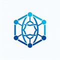 Blue hexagonal network connection technology logo Royalty Free Stock Photo