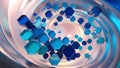 Blue hexagonal shapes in a swirling vortex