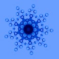 Blue hexagonal snow flake star. Empty flat back. Art style image. Full frame. Star form mosaic. Macro cells. Many blocks. Effect. Royalty Free Stock Photo