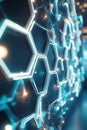Blue Hexagonal Tech Grid Network Background Design, Portrait Images Generative AI Royalty Free Stock Photo