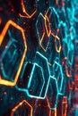 Blue Hexagonal Tech Grid Network Background, Portrait Images Generative AI Royalty Free Stock Photo