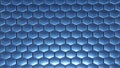 Blue hexagons 3D geometric background, shiny metallic honeycomb pattern