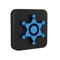 Blue Hexagram sheriff icon isolated on transparent background. Police badge icon. Black square button. Royalty Free Stock Photo