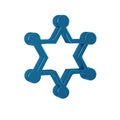 Blue Hexagram sheriff icon isolated on transparent background. Police badge icon.