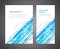 Blue hi tech digital flow dynamic geometric booklet cover brochure realistic template set vector