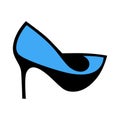 Blue high heel shoe symbol on white backdrop Royalty Free Stock Photo