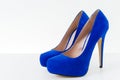 Blue high heel shoes