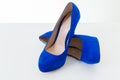 Blue high heel shoes